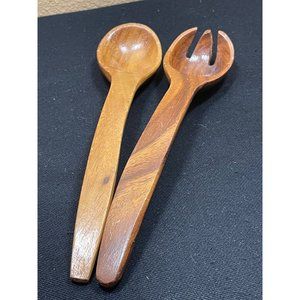 Vintage Teak Serving Salad Spoons Set